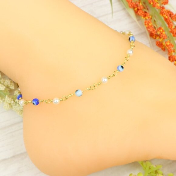 "Handmade Anklet – Elegant & Delicate Jewelry for Women | UNVRC1379 - Picture 1 of 10